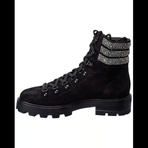 Jimmy Choo Eshe Suede Hiking Boot Black Size 38.5 - Picture 1 of 8